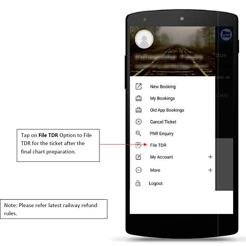 irctc app tdr return